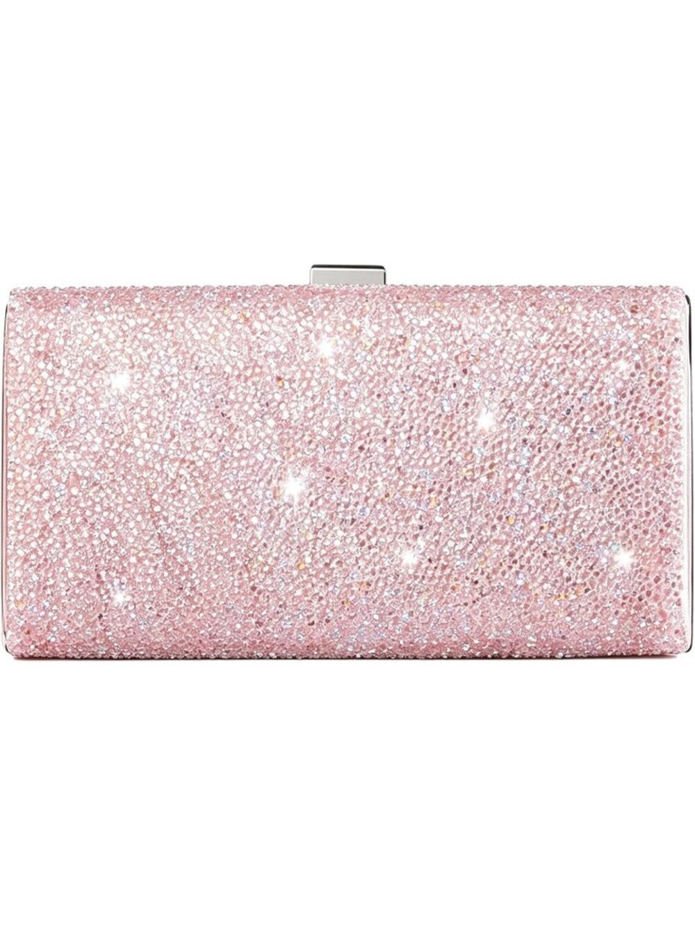 Women's Pink Sparkling Rhinestone Clutch Purse Bedazzled Evening Party Bag